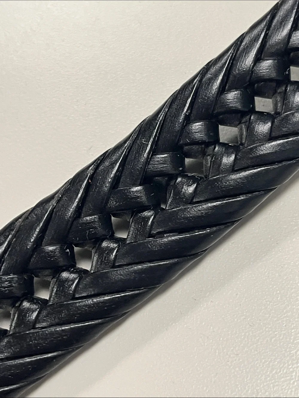 Source Unknown Black Braided Leather Belt with Silver Buckle